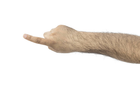 s hand touching or pointing to something isolated on white