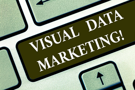 显示视觉数据营销的概念手写。商业照片文本使用图像以视觉格式传达信息键盘键意图创建计算机消息的想法