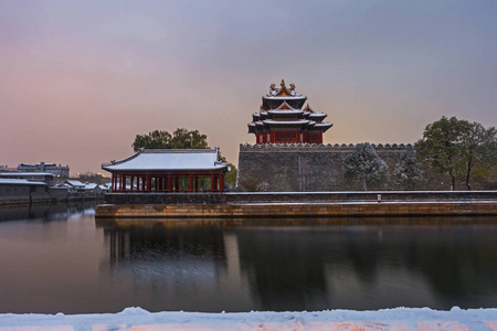 2015年11月22日北京雪中观故宫博物院，又称紫禁城
