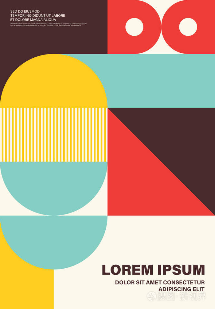 抽象彩色几何形状布局设计模板海报背景现代艺术风格.