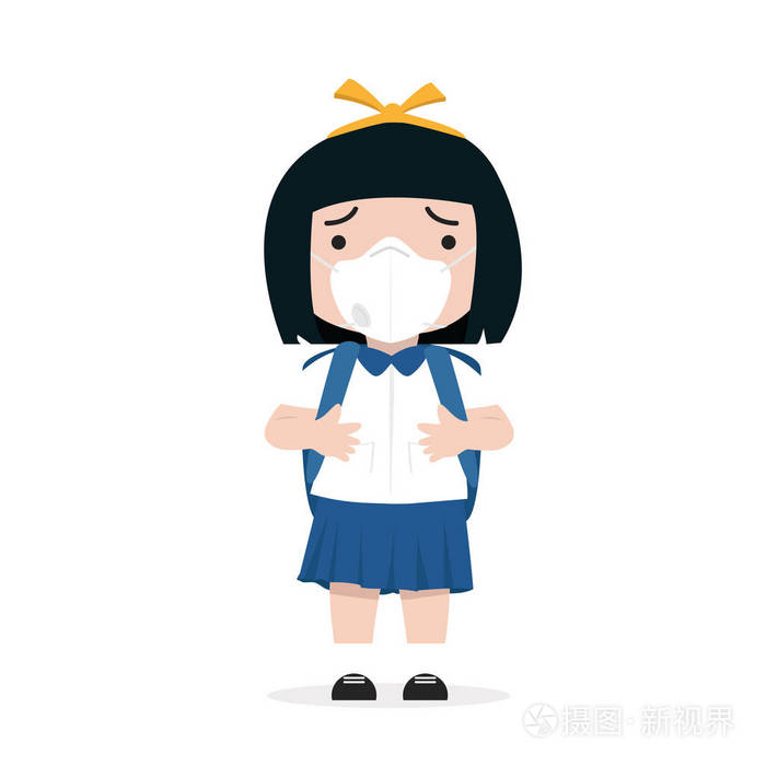 戴n95口罩的女学生