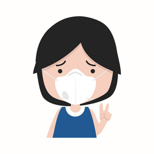 戴n95口罩的小女孩照片