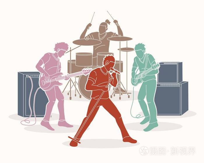 音乐家一起演奏音乐乐队图形矢量