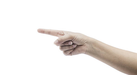 女性手显示一个手指孤立的白色背景与剪裁路径