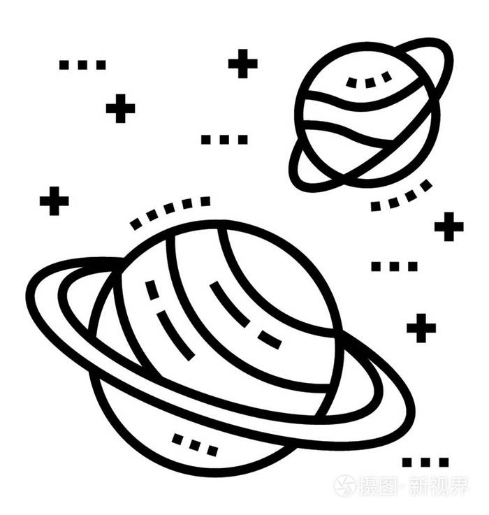 行星系统的线图标插画-正版商用图片182e3u-摄图新视界