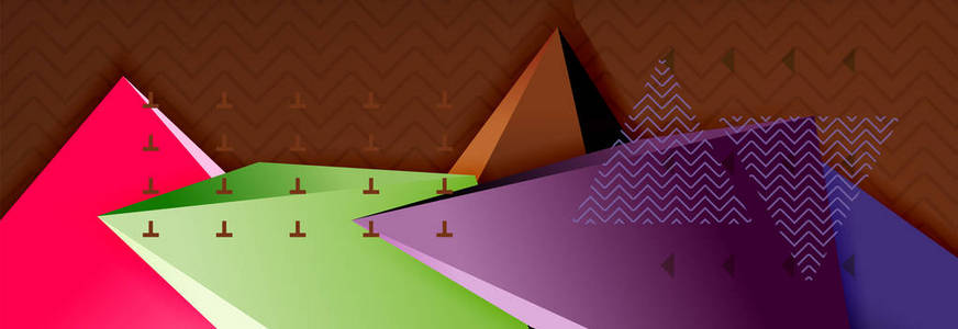 矢量3d 三角形形状抽象背景, 折纸未来主义模板与线
