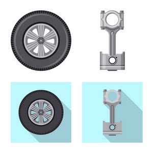 汽车和零件符号的矢量设计。网络汽车和汽车股票符号集