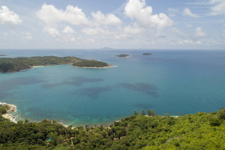 s eye view photo of tropical sea with Beautiful island.