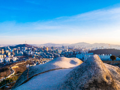 韩国首尔市美丽的建筑与建筑城市景观