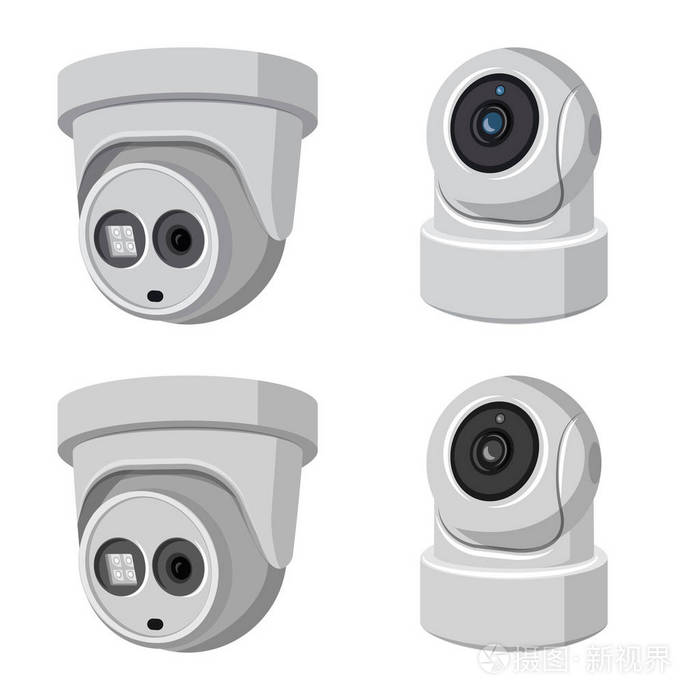 摄图新视界 插画 物体 闭路电视和摄像头标识的隔离对象.