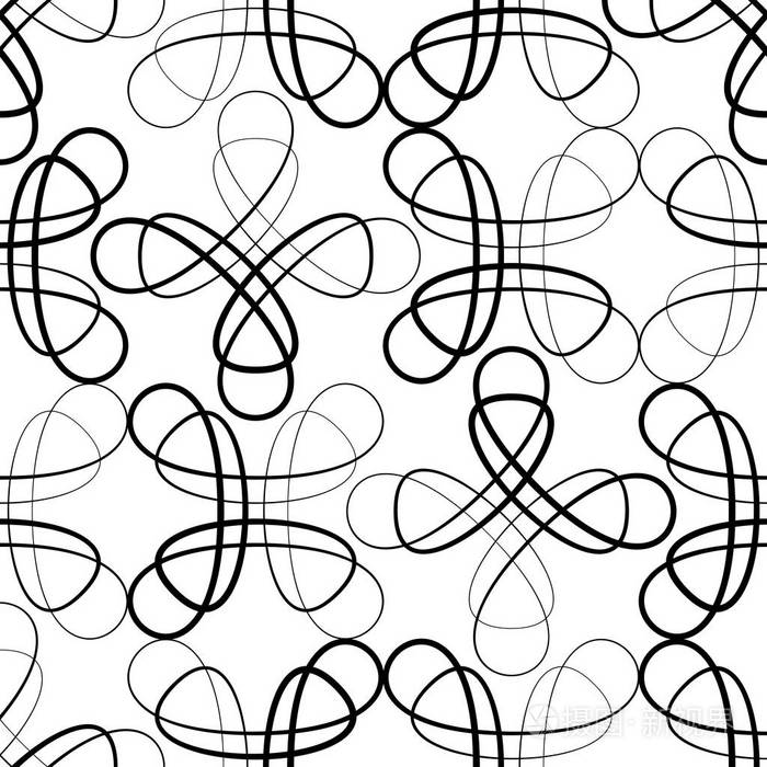 无缝黑白最小几何图案矢量背景.