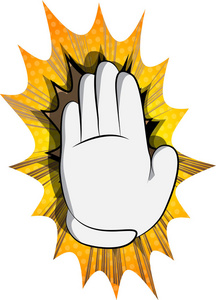 矢量卡通手显示否认或拒绝手势. 插图就像漫画书背景上的手签.照片