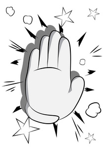 矢量卡通手显示否认或拒绝手势. 插图就像漫画书背景上的手签.照片