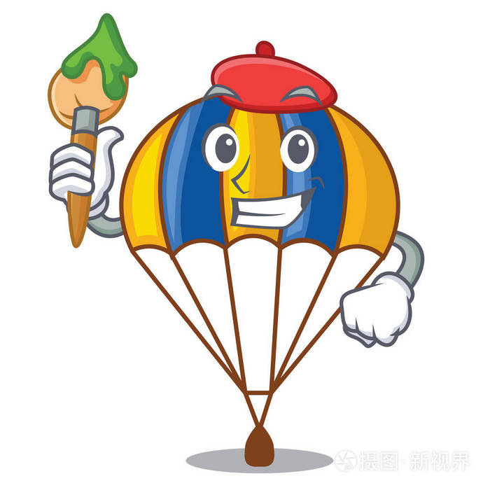 艺术家降落伞在夏克特矢量插图的阴影中插画-正版商用图片182pii-摄图