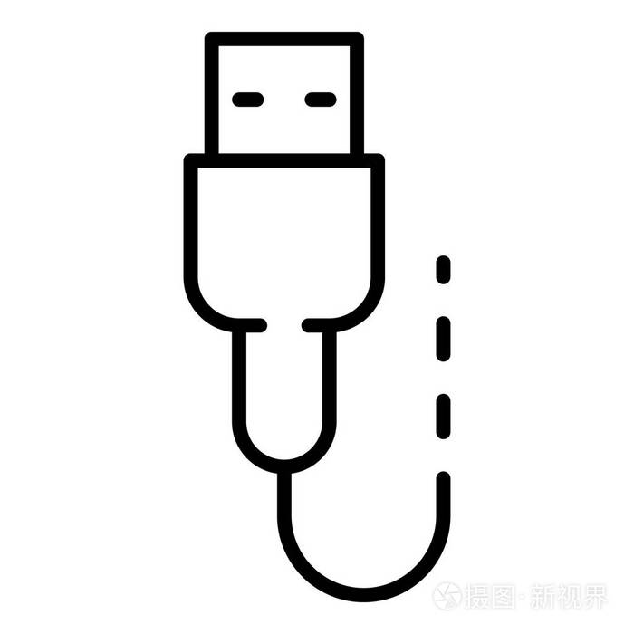 usb 充电电缆图标, 轮廓样式插画-正版商用图片182pnu-摄图新视界