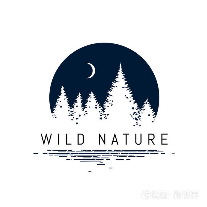 森林景观剪影设计内圆几何形状