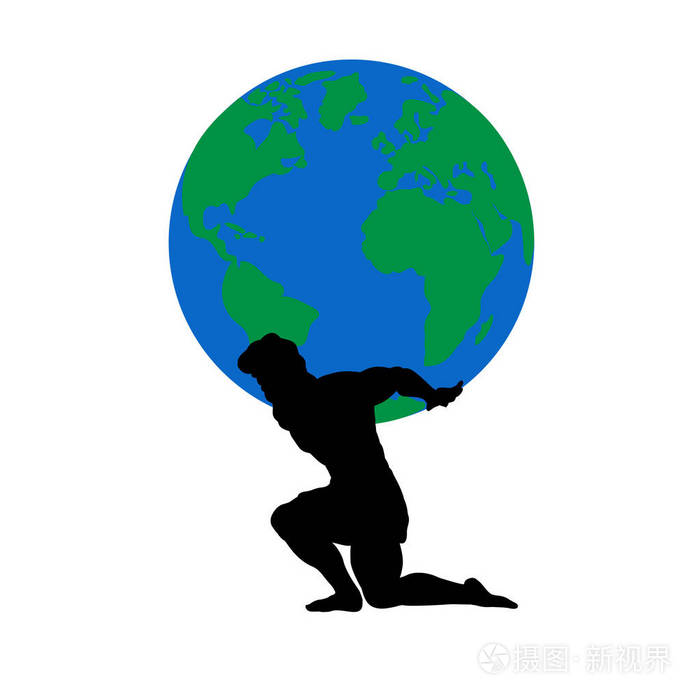 阿特拉斯泰坦神持有地球轮廓古代神话幻想