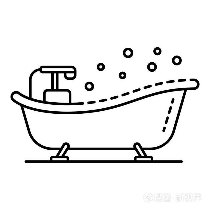 复古浴缸图标, 轮廓风格插画-正版商用图片182q83-摄图新视界