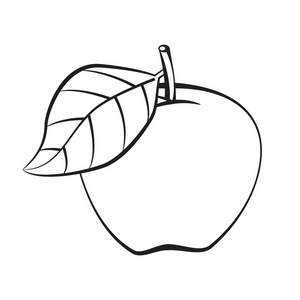 插图苹果分离在白色背景健康食品有机天然水果着色书。 手绘矢量图