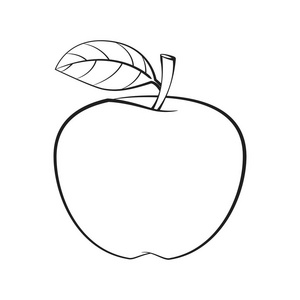 天然食品水果插图苹果分离在白色背景健康食品有机天然水果着色书.