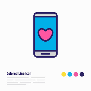手机图标彩色线条的插图。美丽的魅力元素也可以作为智能手机图标元素