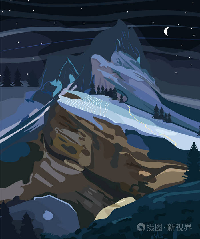 山背景在夜向量 自然黑暗的海报插画 正版商用图片1rqv 摄图新视界