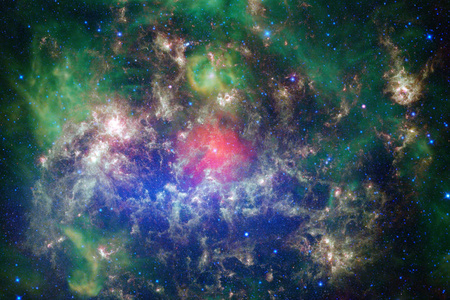 外层空间的星云和恒星闪耀着神秘的宇宙。 这幅图像的元素由美国宇航局提供。