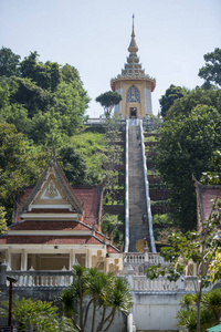 泰国Provinz Chonburi Pattaya市附近的PhraMaha Manthapa Phutthabat寺庙。 泰国