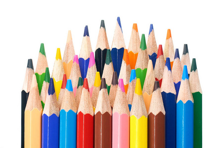 12色彩虹不同颜色的铅笔特写