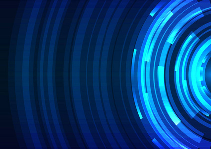 蓝色抽象圆圈背景，数字重叠层线，简单技术设计模板，矢量插图