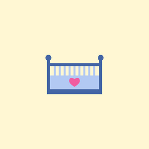 婴儿床图标扁平元素。婴儿床图标平面上的矢量插图在干净的背景上隔离为您的 web 移动应用程序徽标设计