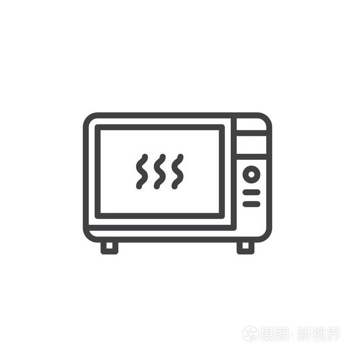 微波炉线图标轮廓矢量线性样式象形文字隔离在白色上 符号标志插图.