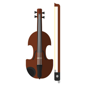 小提琴乐器平面图标矢量标志彩色象形文字隔离在白色上。 符号标志插图。 平式设计