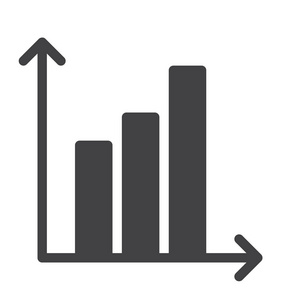 条形图图标矢量填充平面标志固体象形文字隔离在白色上。 符号标志标志插图