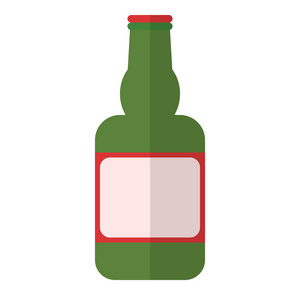啤酒瓶平面图标矢量标志彩色象形文字隔离在白色上。 酒精饮料符号标志插图。 平式设计