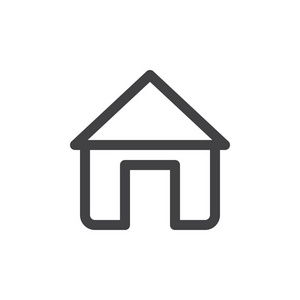 家居线简单图标轮廓矢量线性风格象形文字隔离在白色上。 房子符号标志插图。 可编辑笔画。 像素完美矢量图形