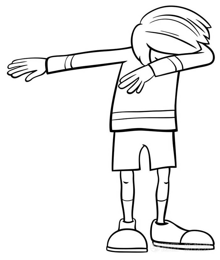 黑白卡通插图小学年龄或青少年接触男孩字符着色书