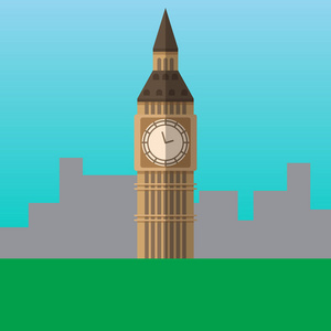 大本在伦敦英国矢量插图。 平面样式图标。 最著名的世界地标。 旅行平面设计矢量图形