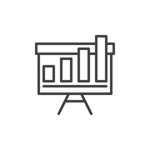 在白板上生长图表线图标轮廓矢量符号线性样式象形文字隔离在白色上。 符号标志插图。 可编辑笔画。 像素完美矢量图形