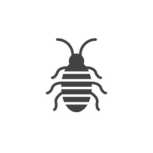 蟑螂图标矢量填充平面标志固体象形文字隔离在白色上。 万圣节节日标志标志标志