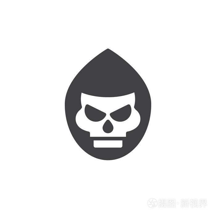 死亡面具图标矢量填充平面标志固体象形文字隔离在白色上.