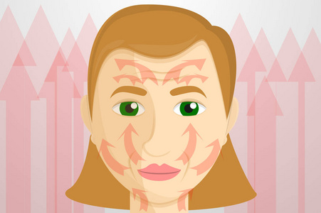女人脸举概念横幅。 卡通插图女子脸提升矢量概念横幅网页设计