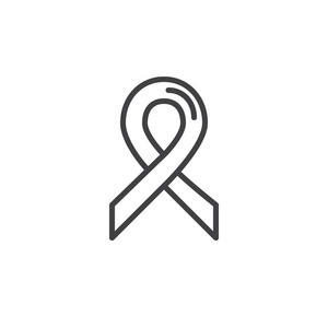 癌症奖带图标矢量填充平面标志固体象形文字隔离在白色上。 慈善象征标志标志插图