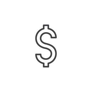 美元图标矢量填充平面标志固体象形文字隔离在白色上。 慈善象征标志标志插图