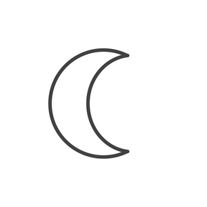 月亮符号线图标轮廓矢量符号线性风格象形文字隔离在白色上。 占星术符号标志插图。 可编辑笔画。