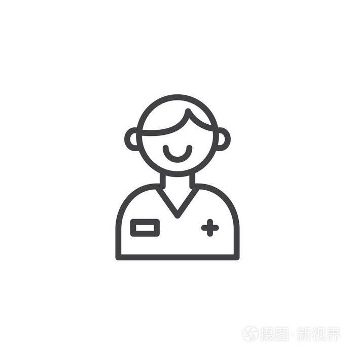 医生线图标轮廓矢量符号线性样式象形文字隔离在白色上符号标志插图可