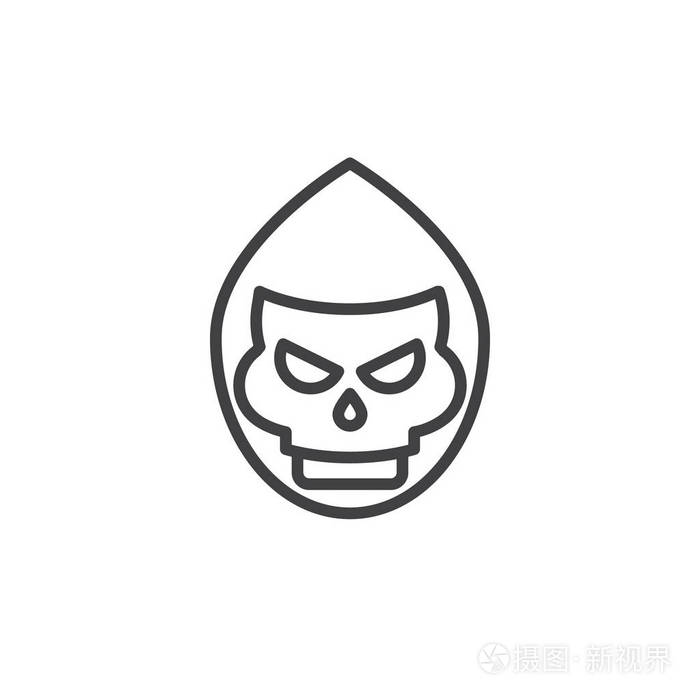插画 死亡面具线图标轮廓矢量符号线性风格象形文字隔离在白色上.