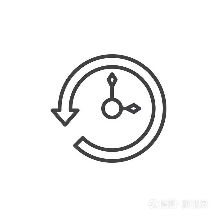 历史线图标轮廓矢量符号线性风格象形文字隔离在白色上。 备份还原符号徽标插图。 可编辑笔画。 像素完美矢量图形插画-正版商用图片18374s-摄图新视界