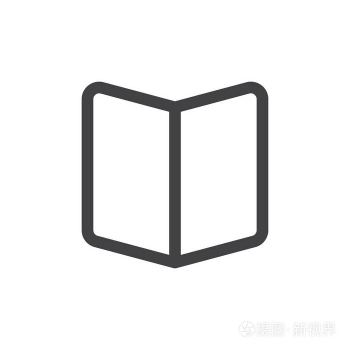 书开线简单图标轮廓矢量符号线性风格象形文字隔离在白色上.