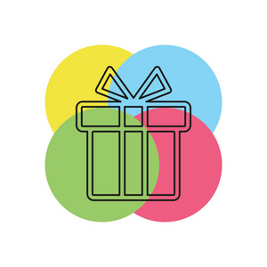 矢量礼品盒假日礼物包装庆祝插图礼品盒图标。 细线象形文字轮廓笔画